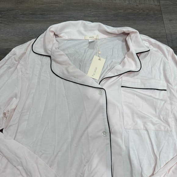 Eberjey Gisele Long PJ Sorbet Pink Black Pajamas Set - Picture 4 of 9